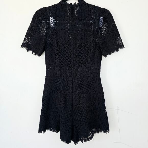 Alexis Heidi Romper In BLACK Lace Illusion High Neck Women's Size M - Picture 7 of 11